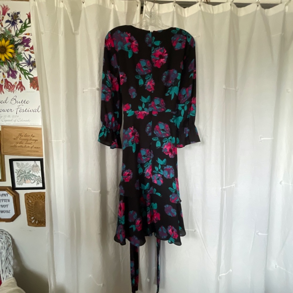 Tahari Ruffle Black Floral Dress - Picture 3 of 3